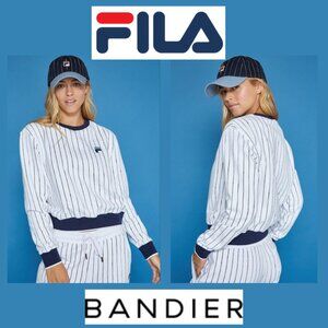 FILA X Bandier Pinstripe Long Sleeve Sweatshirt (Very faint stain, hardly notica